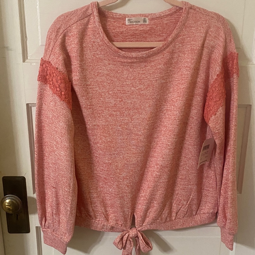 89th & Madison Coral Crew Neck Sweater